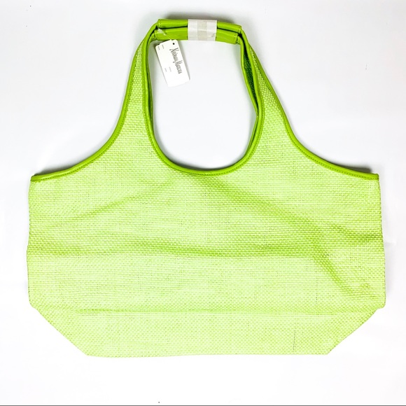 Neiman Marcus Bright green woven tote - Picture 1 of 6